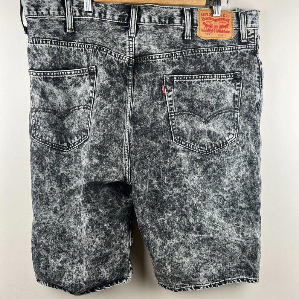 Levis 569 Shorts Jorts Mens 40 Black Acid Wash Denim Casual Cotton Streetwear